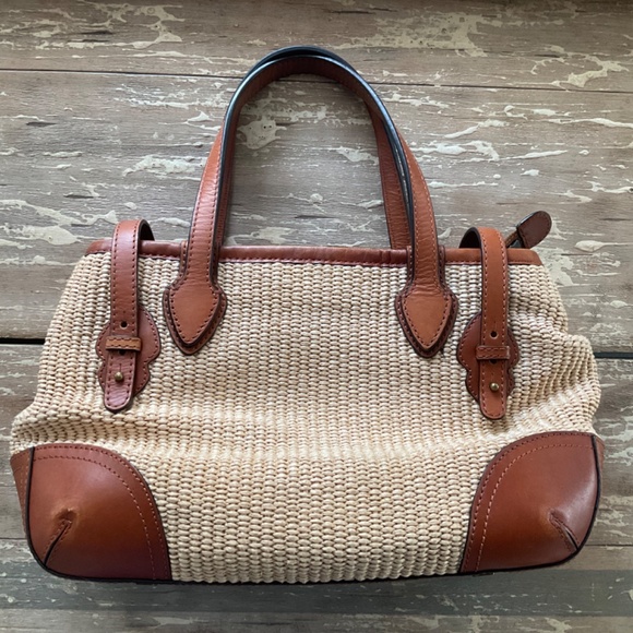 Brooks Brothers Leather and Straw Purse - Picture 2 of 8